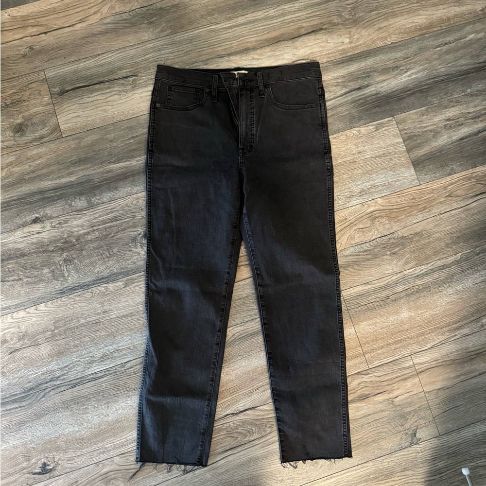 Madewell stovepipe dark gray jeans